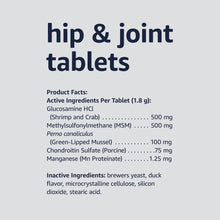 Load image into Gallery viewer, Amazon Basics Dog Hip &amp; Joint Daily Chewable Tablets, with Glucosamine, MSM, and Chondroitin, Duck Flavored, 120 Count (Previously Solimo)
