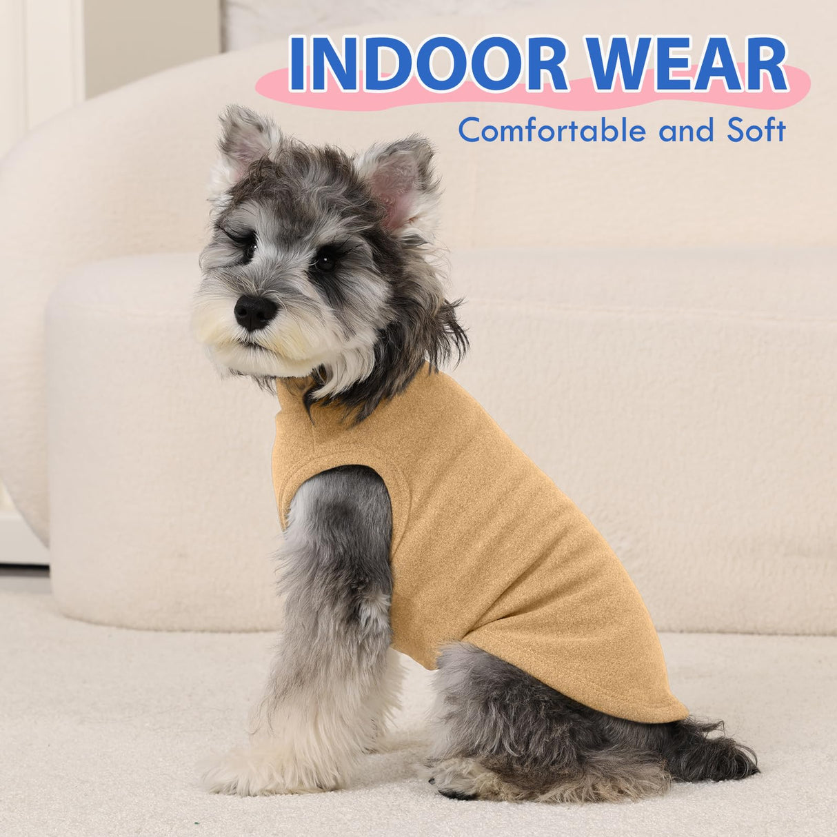 Dog Fleece Vest - Khaki, XL - Sleeveless Lightweight Shirts | Warm and Stretchable Sweater for Dachshund Dogs,Sweatshirt Indoor Daily Wear,Small to Medum Dogs Pullover