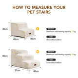 PETNOVO Ultra-Soft Rabbit Fur-Like Dog Stairs for Couch/Bed, Luxury Comfort 3-Step for Small & Senior Dogs, Non-Slip, Removable Washable Cover, OEKO-TEX Certified, 22.4"D x 15.7"W x 15.7"H, Off White