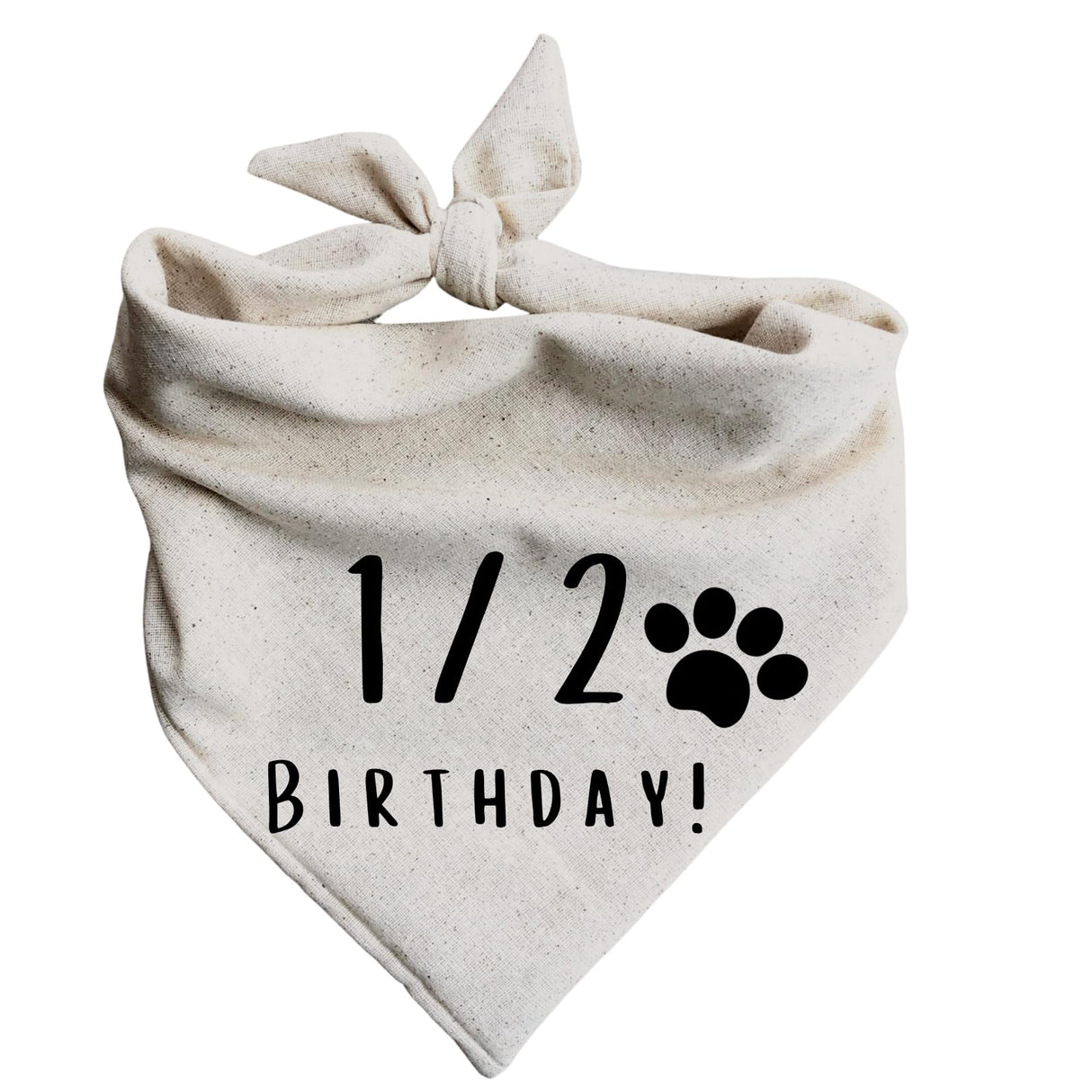 Half Birthday 1/2 Dog Bandana 6 Month Old Barkday Party Oatmeal Cream Natural Simple Minimal Neutral (X-Large)