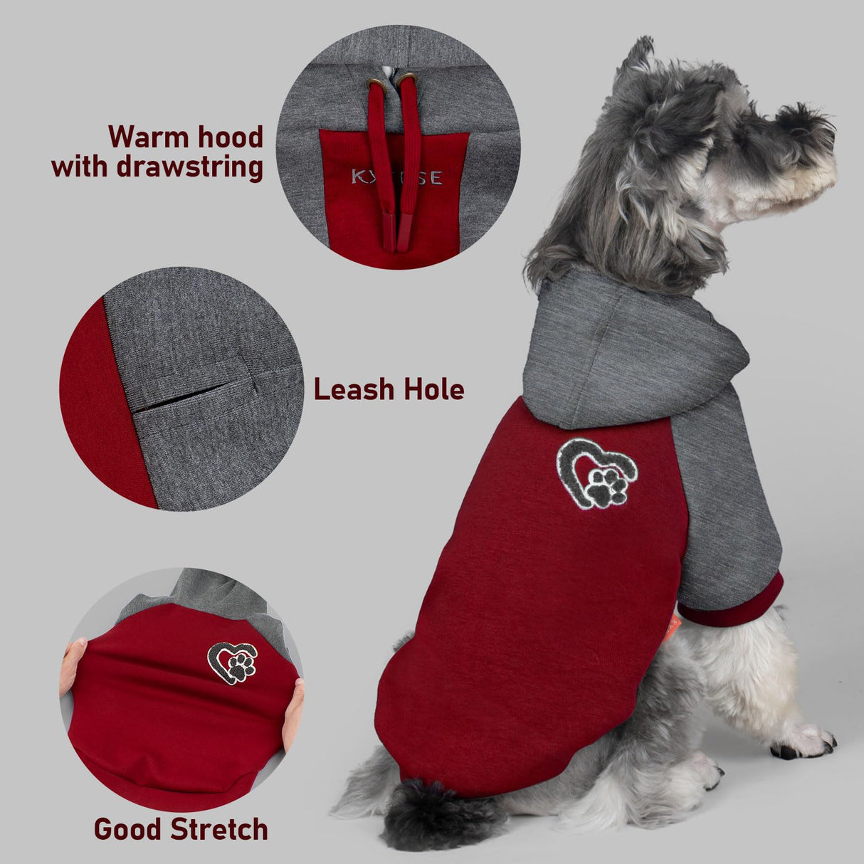 KYEESE Dog Hoodie Dogs Winter Stretchy Coat for Cold Weather Soft Dog Clothes for Small Dogs Comfort Cat Sweater Pet Sweatshirt with Drawstring Cat Coat with Leash Hole Warm Pet Clothes