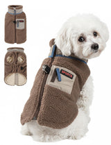Warm Fleece Dog Jacket,Sweater Vest with Collared and Zipper,Cold Weather Coats for Small Dogs Apparel