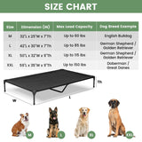 PVY Elevated Dog Bed for Outdoor, Large Raised Dog Cot with Washable Mesh, Cooling Pet Cot Chew Proof for Outside Camping, 42"x30" Grey