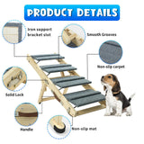 TNELTUEB Dog Ramp, 2-in-1 Dog Stairs for Small Dogs, 32.6" Long, Adjustable 8.5"-18" Pet Ramp with Non-Slip Traction Mat, Folding Portable Wooden Dog Steps for Bed, Couch, Car, Rated for 30 LBS (Grey)