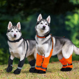 Dog Suspender Boots, Anti-Slip & Fall Waterproof Dog Shoes Leggings, Dog Paw Protector for Small Medium Dogs, Adjustable Dog Boots Pet Shoes for Outdoor Walking Orange,S