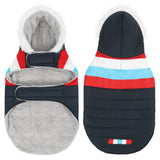HDE Dog Puffer Jacket Fleece Lined Warm Dog Parka Winter Coat with Harness Hole Patriotic - L