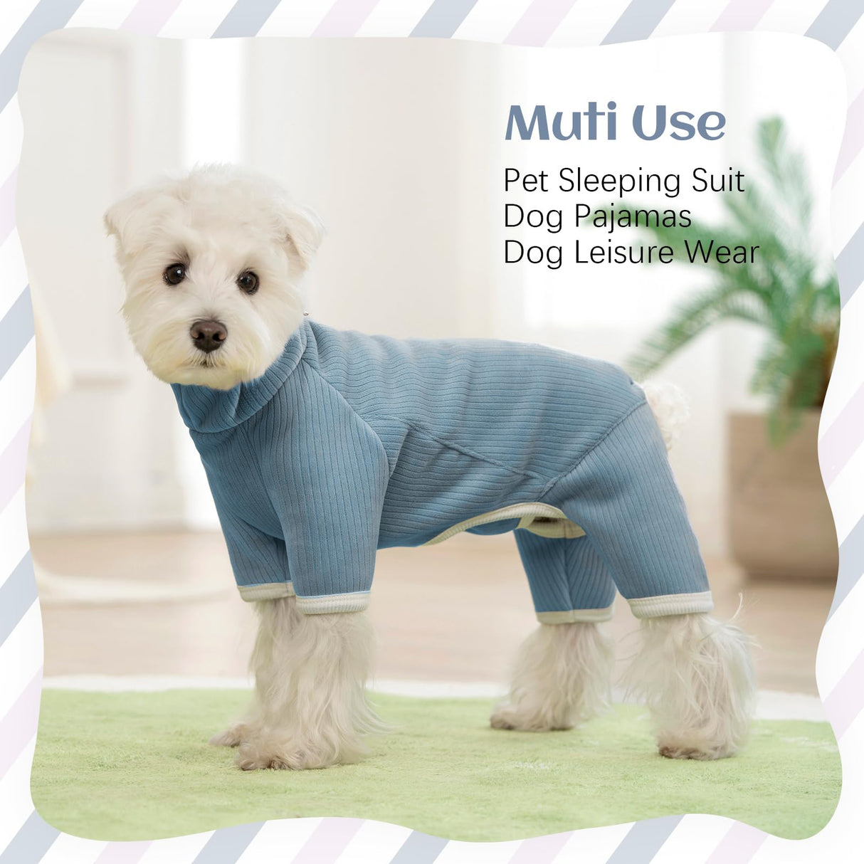 Dog Fleece Winter Coat, Fullbody Doggie Pajamas Onesie, Turtleneck Fleece Jacket for Small Dogs, Four-Legged Warm Clothes Hair Shedding Suit, Warm Puppy Christmas Jumpsuit