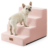 COZY KISS Dog Stairs for Small Dogs, 17.7" Extra Wide Right-Angle Pet Stairs for Couch and Beds, Anti-Slip Dog Steps for Old Cats and Lowrider, 17.7x23.6x17.7 inch, Pink
