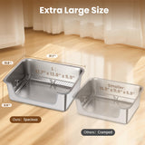Aothey Rabbit Litter Box, Extra Large Bunny Litter Box with 304 Stainless Steel Sifting Tray & Hooks, Rabbit Litter Box, Easy to Clean and Odor Control (17.7" × 13.8" × 5.9")