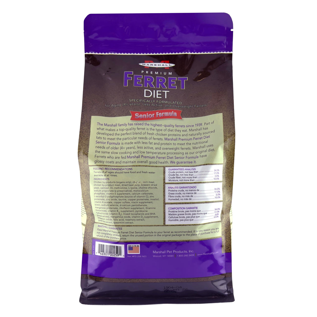 Marshall Premium Ferret Diet Senior Formula – 4 lbs – Supports Digestion, Muscle Health & Vitality – Balanced Nutrition for Aging Ferrets with Essential Nutrients