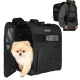 Hiking Dog Carrier Backpack, Adjustable Waist Cushioning Belt with Breathable Padded Back Support, Dog Carrier for Hiking with 5 Pockets, Dog Carrier Backpack for Small Dogs Max 13LB Black