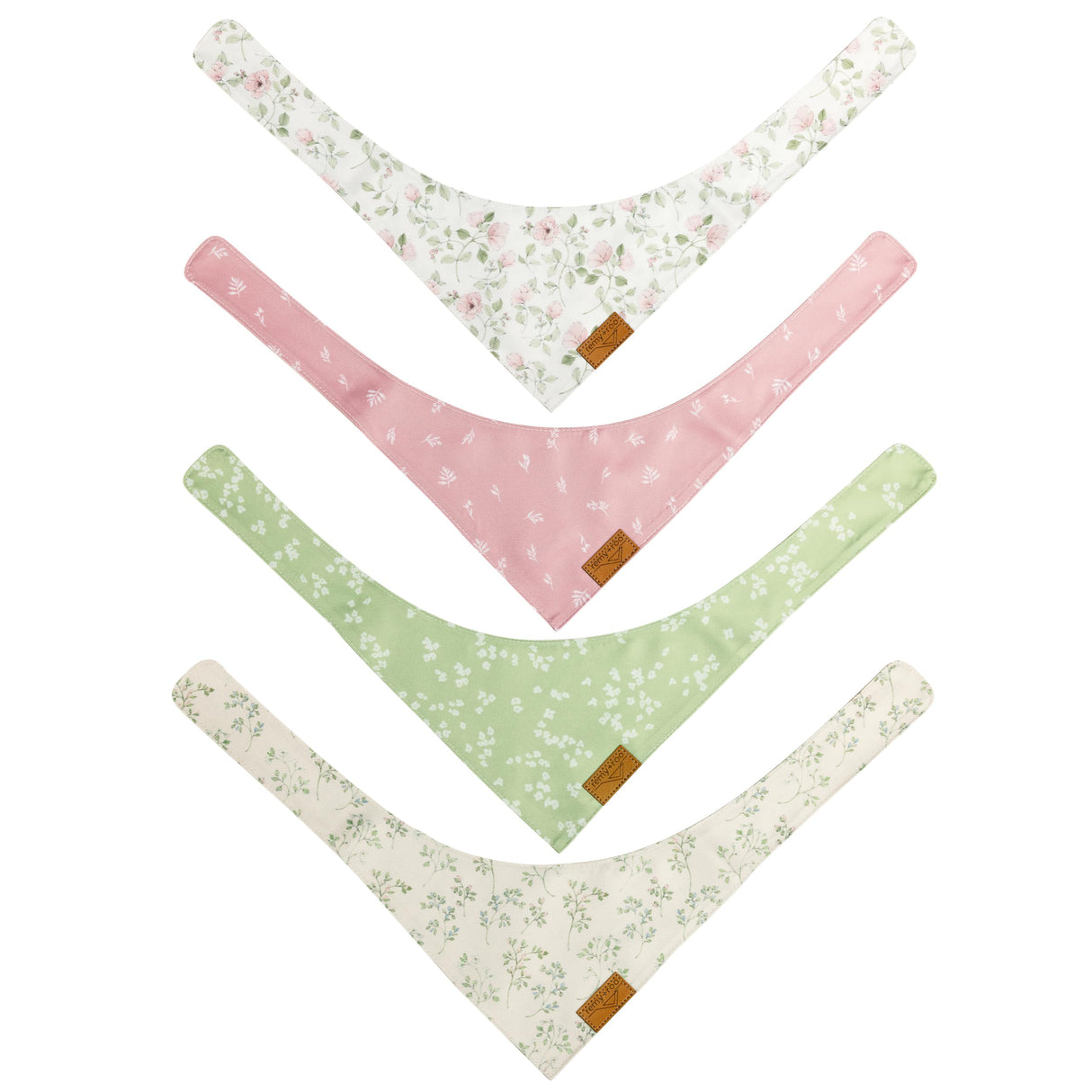 Remy+Roo Spring Dog Bandanas - 4 Pack Gemma Set | Premium Durable Adjustable Polyester Fabric | Patented Shape Girl Dog Bandana, Floral Dog Bandana (Small)