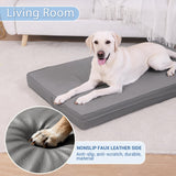 Vonabem Outdoor Waterproof Dog Bed Washable, XL Large Crate Pad 42 inch, Wipeable Leather Pet beds with Removable Cover, Foam Orthopedic Anti-Slip Kennel Pads Reversible, 41"x27" Grey