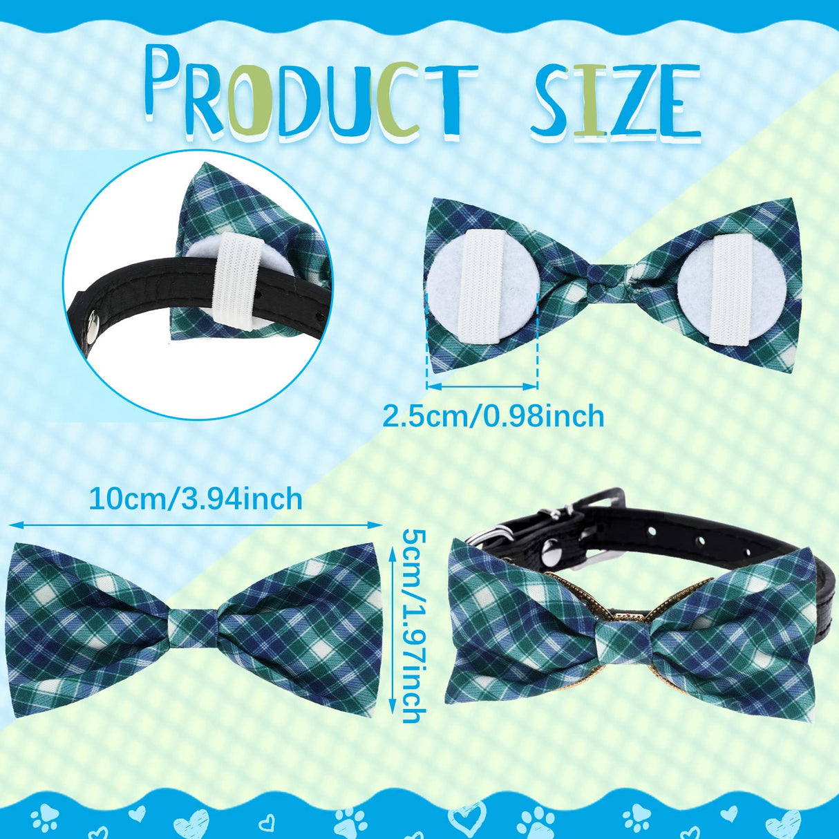 16 Pieces Dog Bow Ties Slide Hawaiian Styles Dog Collar Attachment Bows with Rubber Bands Dog Bow Ties for Large Dogs Spring Summer Grooming Independence Day(Classic Style)