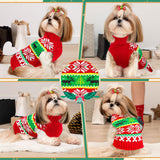 ABRRLO Dog Christmas Sweater Xmas Dogs Outfits New Year Holiday Costumes Puppy Cat Sweater with Leash Hole for Small Medium Large Dogs Girl Boys Dog Clothes (11-Red Green Reindeer, XX-Large)