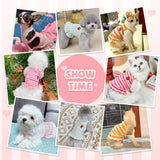 XGDMEIL Cute Small Dog Dress Girl Female Dog Clothes Spring Summer Pet Puppy Cats Striped Dress Outfits for Shih Tzu Yorkies Chihuahua Maltese(4 Pcs,X-Large)