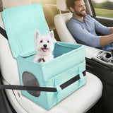Dog Booster Car Seat with Washable Removable Cover for Small Dogs up to 13 lbs,Fits Car Truck SUV,(Green).