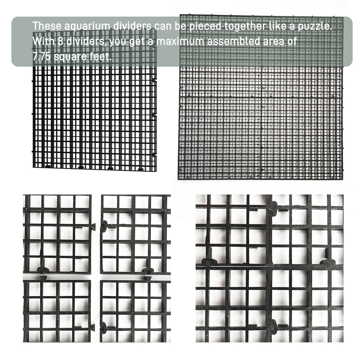 TQDXZA 0.35-Inch Black Aquarium Divider Panel 11.8"x11.8",8pacs - Strong Suction Cups, Easy Cut Design to Separate Fish (10-55 Gallon Tanks)