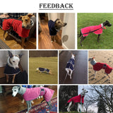 Greyhounds Lurchers Whippets Dog Coats with Reflective Stripe Dog Winter Coat Jacket Fleece Adjustable Band - Navy - S