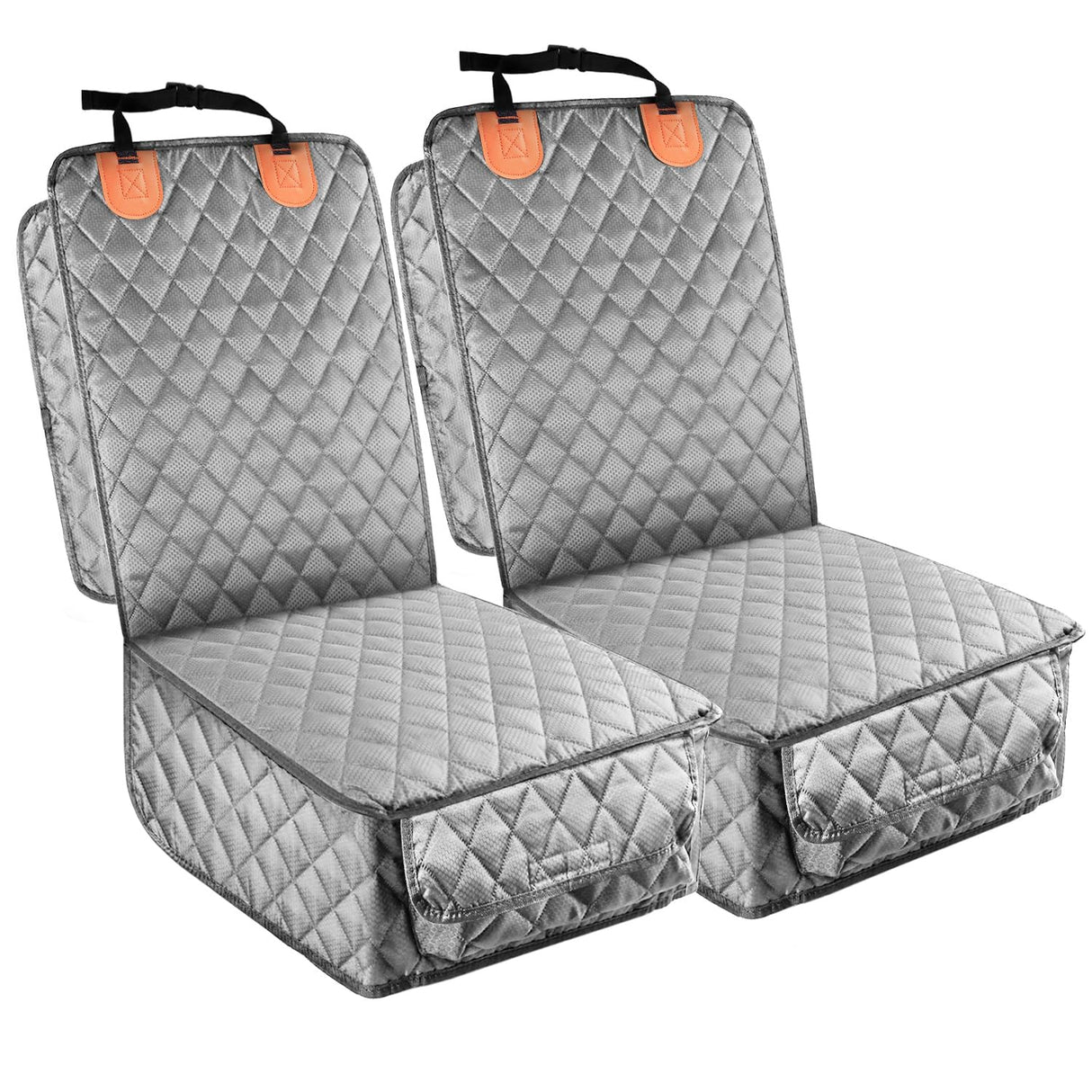 PETICON Front Seat Cover 2 Pack, Full Protection Dog Car Seat Cover with Side Flaps, Nonslip Scratchproof Captain Chair Seat Cover Fits for Cars, Trucks, SUVs, Jeep (Gray)