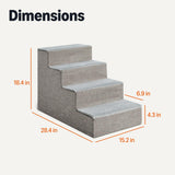 Amazon Basics Dog Steps, 18.7" H, 4-Step Pet Stairs for High Bed Couch and Sofa, Non-Slip Bottom, for Indoor Dogs and Cats, Grey
