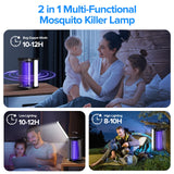 Bug Zapper Outdoor Indoor, Solar Mosquito Zapper with Reading Lamp, Cordless & Rechargeable Electric Insect Fly Zapper with 4200V High Powered UV Light, 2 in 1 Mosquito Killer for Home Backyard Patio