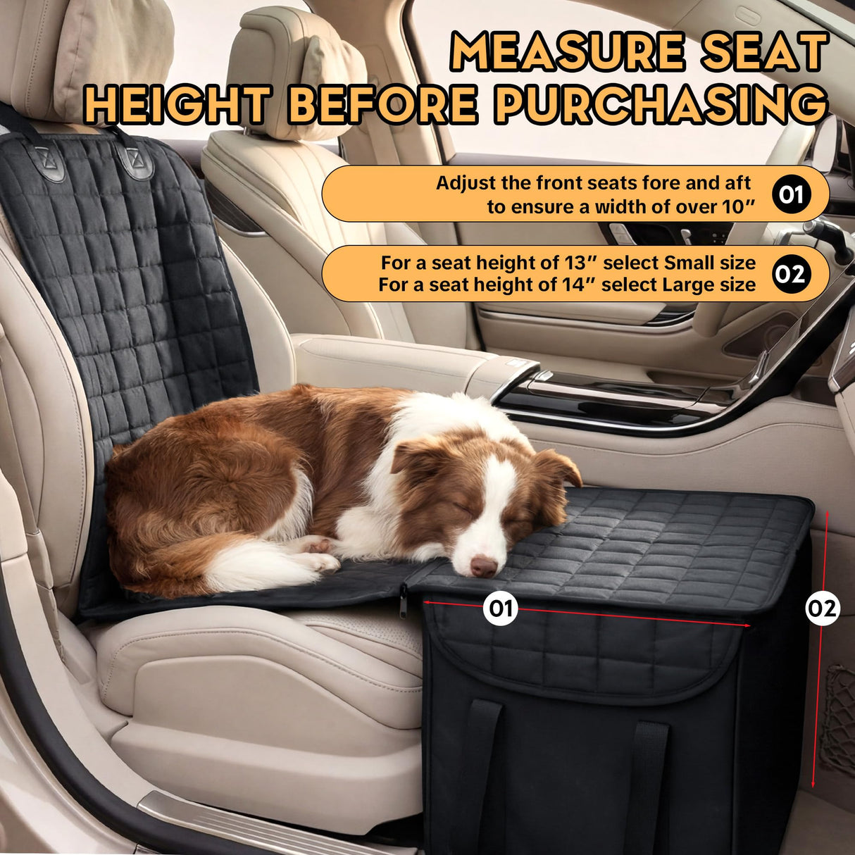 HOMBYS Detachable 2-in-1 Back Seat Extender for Dogs, Full-Coverage Pets Car Seat Cover & Storage Organizer, Waterproof Seat Protector for Cars, TruVs, Trucks (with Zipper Combination, Large)