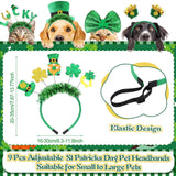 Wavwavw 18 Pcs St Patricks Day Dog Headband Green Shamrock Dog Bandanas Costume Buffalo Plaid Triangle Pet Scarf Adjustable Head Bopper Holiday Pet Costume Accessories for Dogs Puppy Cats Outfit Decor