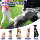 Dog Ramp for Car, 67" L x 20" W Extra Wide Folding Dog Ramp, Pet Ramp with Non-Slip Rug Surface, Dog Steps Supports Up to 250 lb, Outdoor Dog Ramp for Car, SUV, Truck