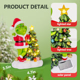 YDKOJGW Solar Garden Outdoor Statues with Christmas Tree and LED Lights,Lawn Christmas Decorations Statues for Patio,Balcony,Yard Ornament,Unique Housewarming, Birthday Gifts for Mom Grandma