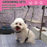 Dog Grooming Belly Straps – Adjustable Grooming Loops with Cute Paw & Bone Pattern Pet Grooming Belly Support Band Table Accessories for Small Medium Large Dogs(Light Pink)