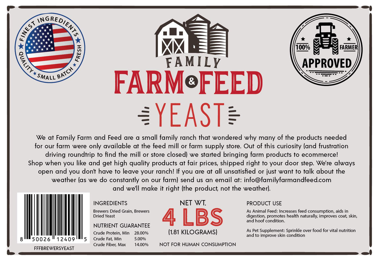 FAMILY FARM AND FEED | Brewers Yeast | Animal and Pet | Young and Adult | Granular | 4 Pounds