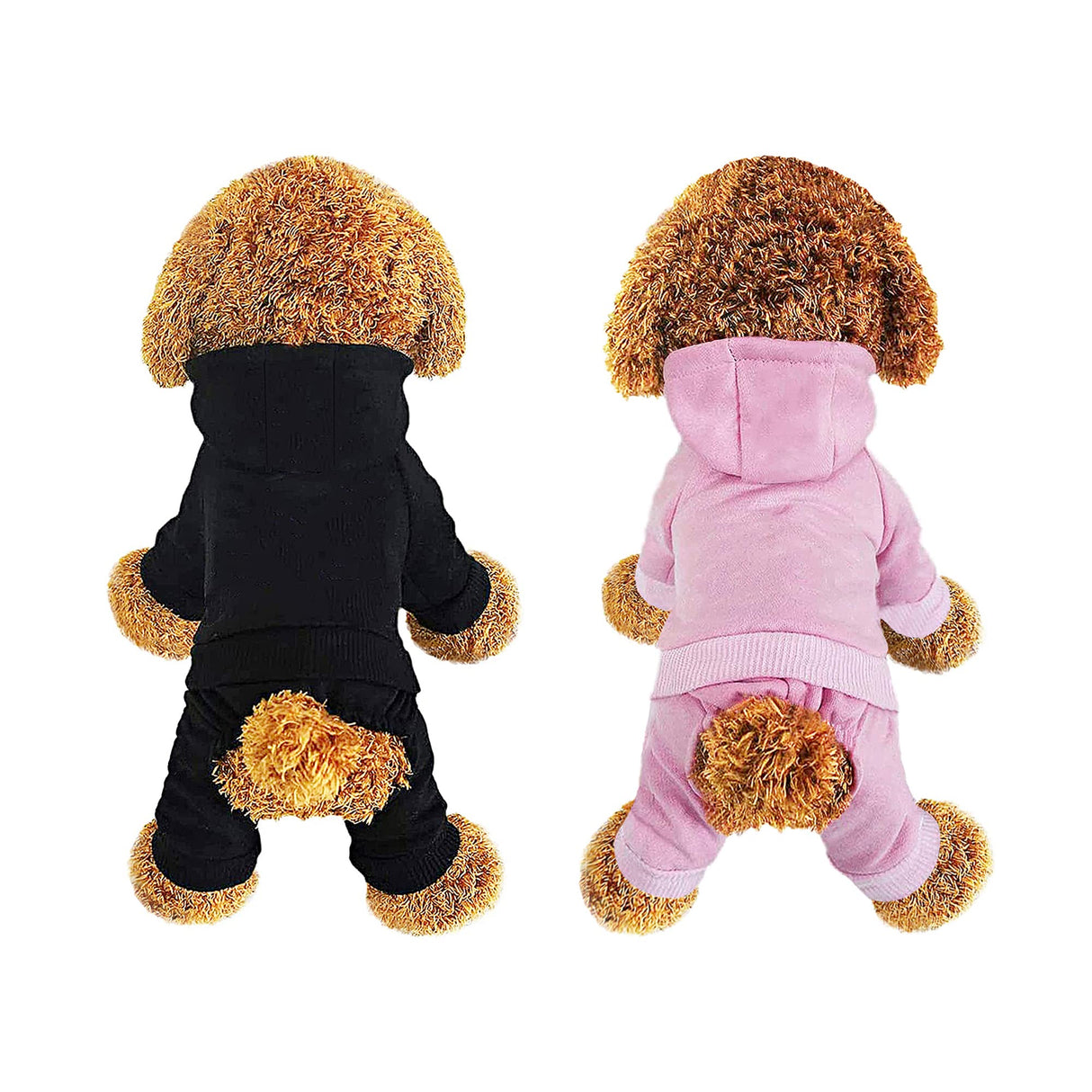 LifeWheel Hoodie, Pet Jumpsuit Fleece Sweatshirt Buttons, Clothes, LifeWheel Cold Weather Coats, Pajamas, Winter Warm Cotton Puppy Hoodie 4 Legs Small Medium Large Dogs Cats Boy Girl Black + Pink