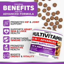 Load image into Gallery viewer, Dog Multivitamin Chewable with Glucosamine - Dog Vitamins and Supplements - 170 Treats - Senior &amp; Puppy Multivitamin for Dogs - Hip &amp; Joint Support - Immune Health, Skin, Heart, Digestion, Probiotics
