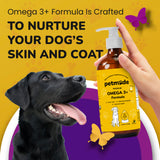 PetMade Omega 3 Fish Oil for Dogs Skin and Coat - Wild Alaskan Pollock Oil for Itchy Skin- Omega 3 Fatty Acids for Dogs - Liquid EPA & DHA Supplements - with Zinc, Vitamin C, B2, B7 & E - 16 Fl Oz