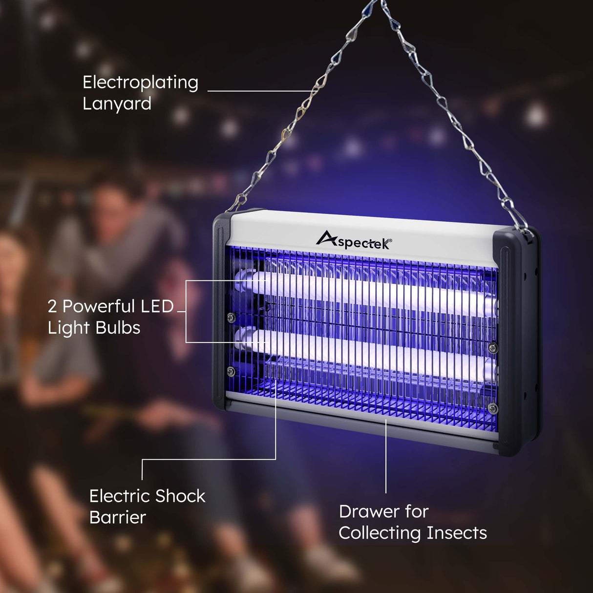 ASPECTEK Electric Indoor Bug Zapper 10W,Upgraded UV-LED Light Lamp with a Long Life Span,Insect Killer for Mosquitos,Flies,Moths,LED Mosquito Zapper for Indoor Use