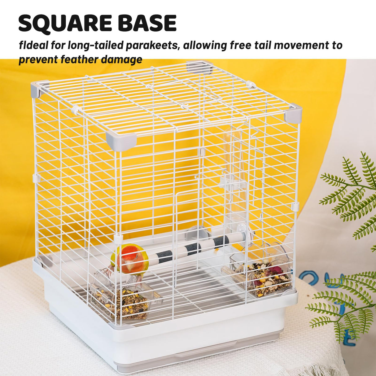 14.6" Portable Travel Bird Cage, Parrot Cage, Ample Room for Tail Movement, with Food Box, Perch, Water Bottle, for Vet Visit, Short Trip, Parakeet, Cockatiel, Budgie, Small Medium Birds