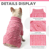 KOOLTAIL Valentines Dog Sweater for Large Medium Small Dogs,Turtleneck Cable Knitwear Pet Cold Weather Coats with Leash Hole, Warm Winter Pullover Clothes for Bulldog, Yorkie,Boy Girl, Pink M