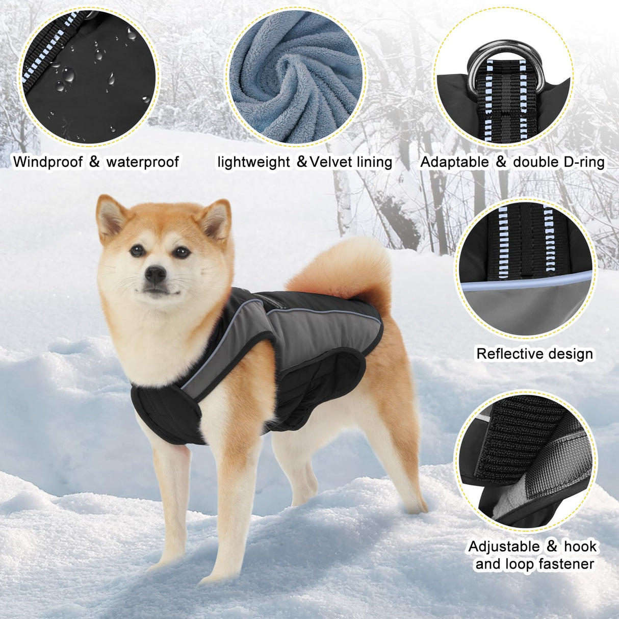 Dog Coat, Water-Resistant Dog Clothes, Warm Fleece Lining Dogs Coats, Winter Windproof Dogs Jackets with Reflective, Pet Vest for Small Medium Large Pets - 1 PCS