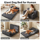 INVENHO Foldable Human Dog Bed, Orthopedic Egg-Crate Memory Foam Human Sized Dog Bed for Adult with Washable Removable Cover & Nonskid Bottom