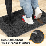 HOMEK Absorbent Dog Door Mat for Muddy Paws, 60" x 30" Chenille Indoor Mats for Entryway, Trap Dirt Front Door Mat Indoor Entrance Washable Non Slip Soft