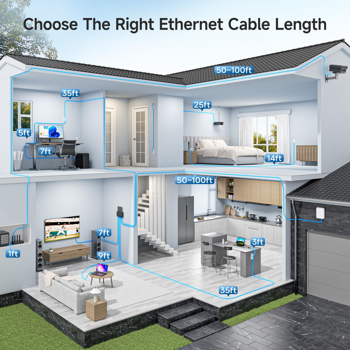 10Gbps Snagless Cat 6 Ethernet Cable - 4ft, Cat 6 Cable, Cat6 Cord, Ethernet Cord, Black
