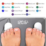 Konquest Premium Smart Digital Bathroom Scale, Wireless Bluetooth, BMI, Body Weight, Body Fat, Body Composition Analyzer with Smartphone App (400 lbs) - COOL GRAY