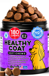 Omega 3 Fish Oil Chews for Dogs – Skin & Coat Supplement for Dog Allergy Chews- Anti Itch for Dogs - Soothes Itchy Skin & Shedding with Salmon - EPA & DHA - Chicken Flavor - 180 Chews for Daily Care