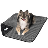 PetAmi Waterproof Dog Blanket, Leakproof Pet Blanket for Small Medium Large Dogs, Reversible Furniture Bed Sofa Couch Cover Protector, Plush Striped Pet Throw for Indoor Cat, 29x40 in, Black Grey