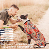 LovinPet Large Breed Dog Pajamas, Lightweight Pullover Full Coverage Dog Pjs, Pitbull Onesie, Happy Horse Coral Print, Pitbull Shirt, Pet Pajamas for Dogs, Pet PJ's, M