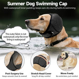 Dog Calming Hoodie Quiet Ear Cover for Noise Protection Anxiety Relief Ear Muffs, No Shake Ear Wraps for Dogs, Swim Cap Bath Blow Drying Headband Wraps for Ear Hematoma Groom Fireworks(Grey, Large)
