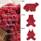 Fitwarm Turtleneck Fleece Dog Sweater Pajamas, Warm Winter Dog Clothes for Small Dogs Boy Girl, Fuzzy Pet Onesie with Feet, Red, XS
