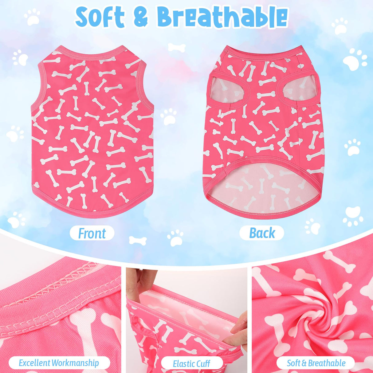 Hillban 9 Pcs Dog Shirts for Small Dogs Female Summer Colorful Sleeveless Dog T Shirts Cute Puppy Tank Top Breathable Pet Vest Stretchy Dogs Clothes for Daily Wear(Chest 15-17" Neck 11" Back 13.5")