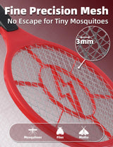 Electric Fly Swatter 2 Pack (Red & Blue), Battery Powered Bug Zapper Racket for Mosquitoes & Flies, Safe Protective Mesh, Indoor & Outdoor Use, Batteries Not Included